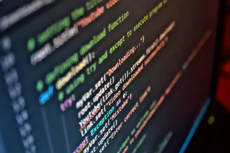 Close-up of colour-highlighted source code in a code editor