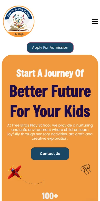 Free Birds Play School website on a mobile phone