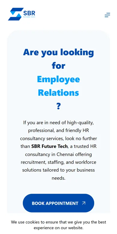 SBR Future Tech website on a mobile phone